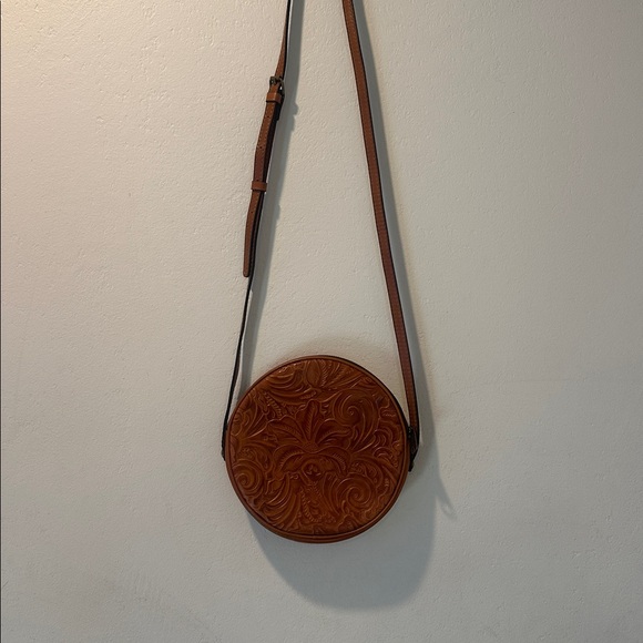 Patricia Nash Tan Embossed Round Crossbody Bag - Picture 2 of 6